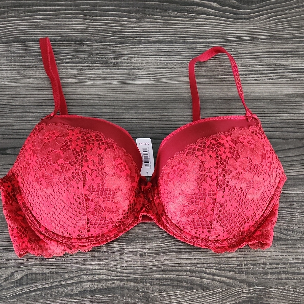Adore Me Jana Red Lace Pushup Bra